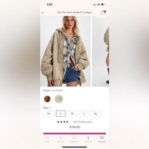 We The Free Quilted Zip Up Sweatshirt Hoodie